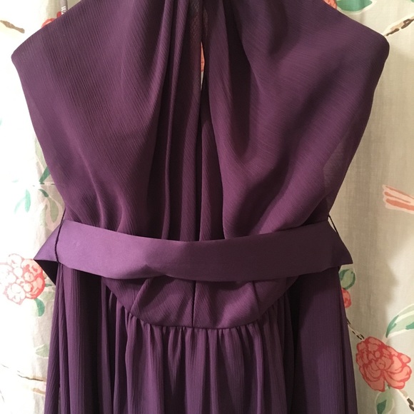 Vera Wang Long Chiffon Halter Bridesmaid Dress - Picture 5 of 6